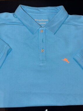 Men's Tommy Bahama Emfielder Polo Shirt Size XL Bright Blue